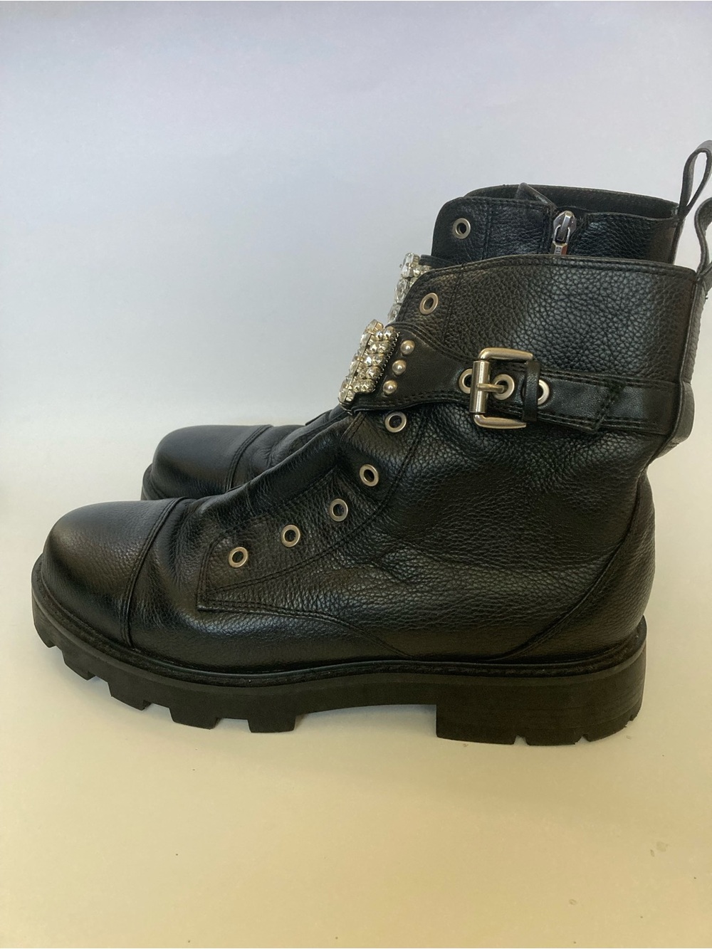 Karl Lagerfeld Paris Maeva Rhinestone Lug Sole Combat Boot - Picture 5 of 10